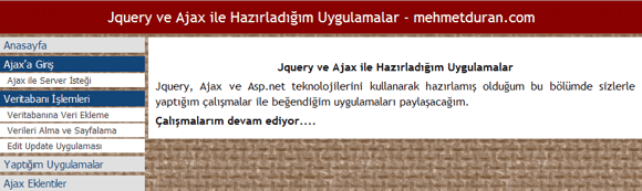 ajax.mehmetduran.com Yayında!