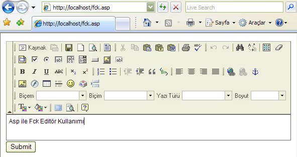 Asp ile FCK Editör Kullanımı