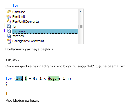 Visual Studio'da Kendi Code-Snippet'lerimizi Kullanma