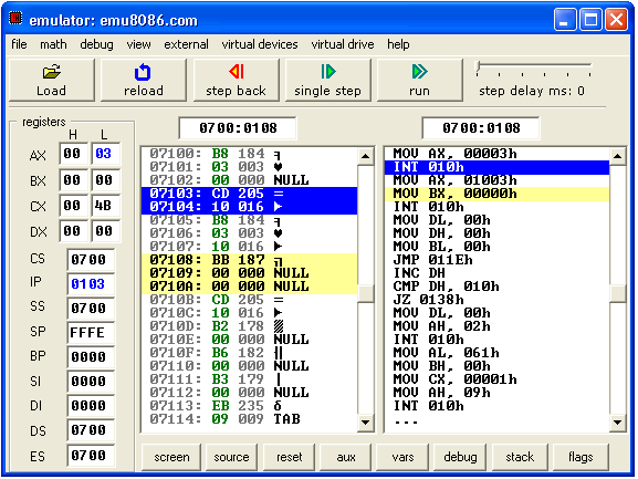 8086 Microprocessor Emulator 