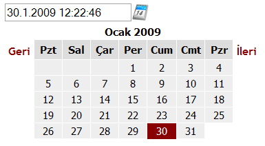 Jquery ve Ajax ile Hazırladığım Datetimepicker  Uygulaması